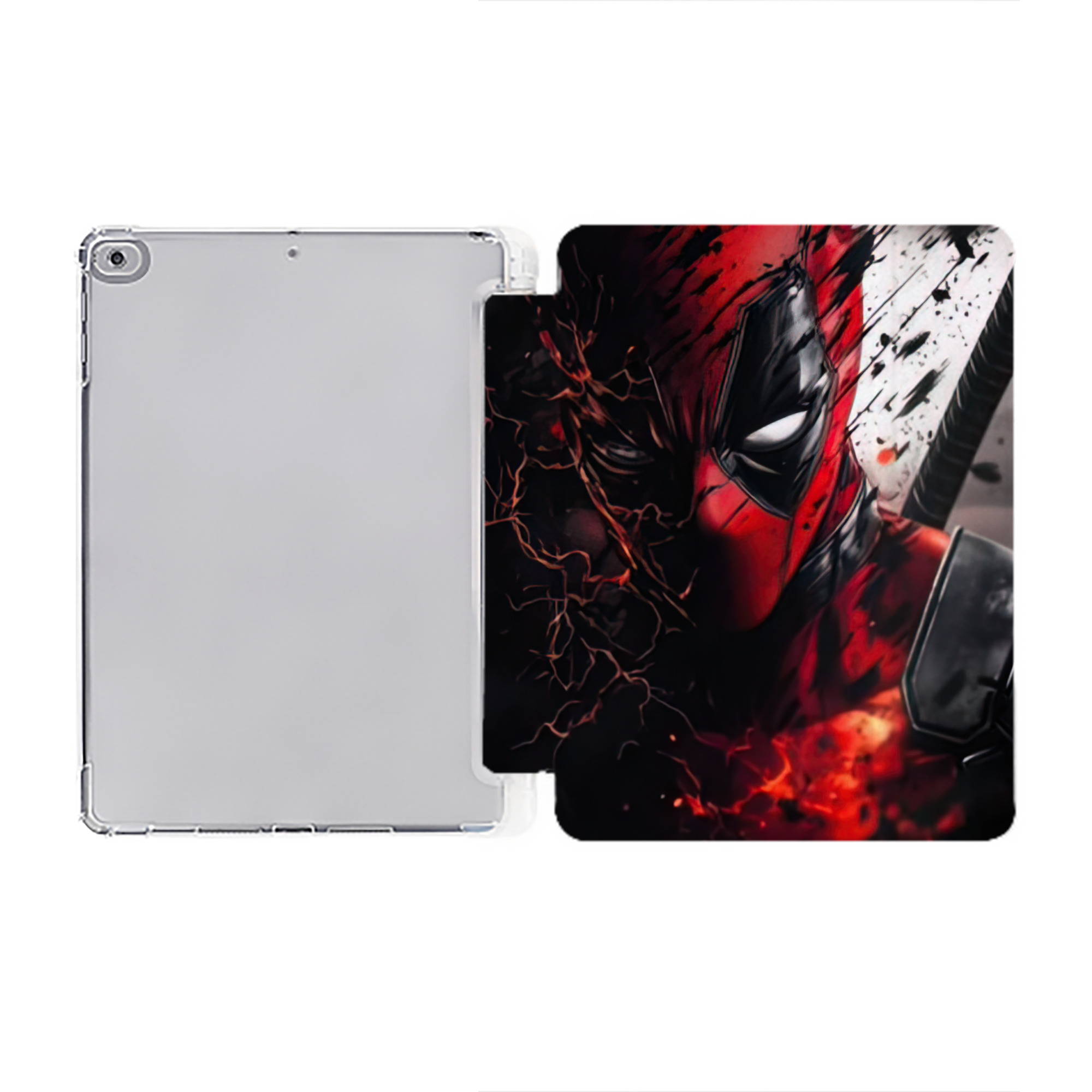 （画像用） Deadpool デッドプール IPad ケース ペン収納付き 三つ折りスタンド PUレザー×シリコン 対応機種9.5/10.5/10.9インチ